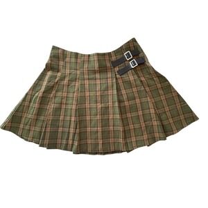 Hot Topic Social Collision Plaid Pleated Mini Skirt Buckle XL